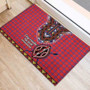 Afro Kenya Maasai Shuka Personalized Rubber Doormat Maasai Shield Mix Dashiki