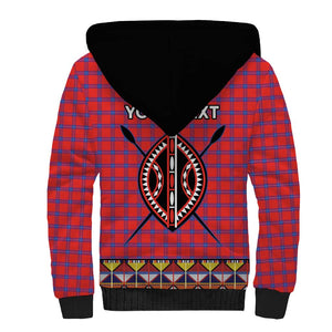 Afro Kenya Maasai Shuka Personalized Sherpa Hoodie Maasai Shield Mix Dashiki