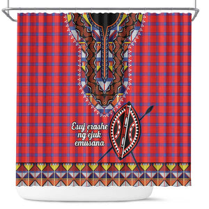 Afro Kenya Maasai Shuka Personalized Shower Curtain Maasai Shield Mix Dashiki