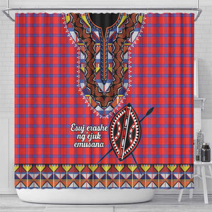 Afro Kenya Maasai Shuka Personalized Shower Curtain Maasai Shield Mix Dashiki