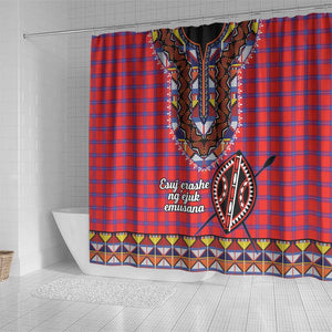 Afro Kenya Maasai Shuka Personalized Shower Curtain Maasai Shield Mix Dashiki