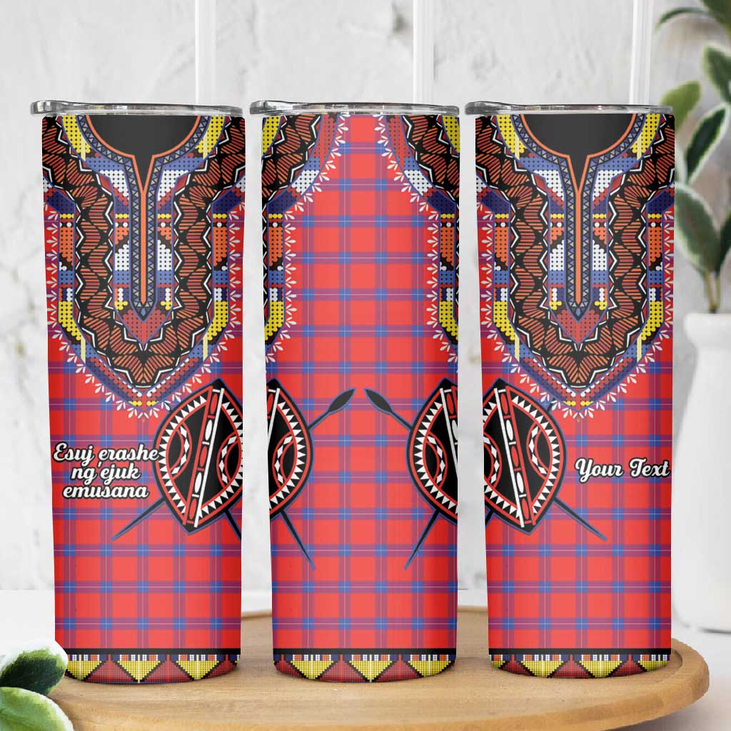 Afro Kenya Maasai Shuka Personalized Skinny Tumbler Maasai Shield Mix Dashiki