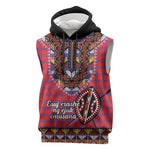 Afro Kenya Maasai Shuka Personalized Sleeveless Hoodie Maasai Shield Mix Dashiki - African Pride