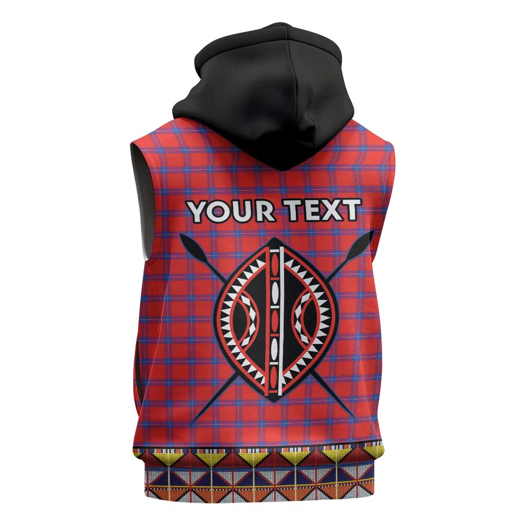 Afro Kenya Maasai Shuka Personalized Sleeveless Hoodie Maasai Shield Mix Dashiki - African Pride