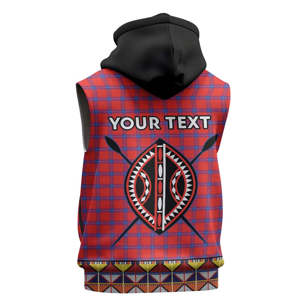 Afro Kenya Maasai Shuka Personalized Sleeveless Zip Hoodie Maasai Shield Mix Dashiki - African Pride