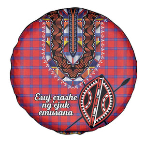 Afro Kenya Maasai Shuka Personalized Spare Tire Cover Maasai Shield Mix Dashiki