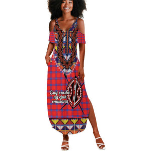 Afro Kenya Maasai Shuka Personalized Summer Maxi Dress Maasai Shield Mix Dashiki