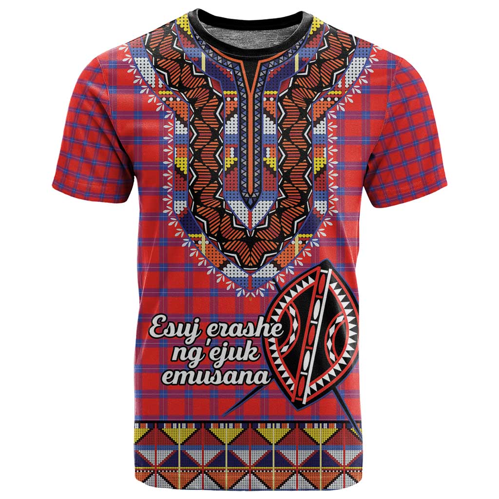 Afro Kenya Maasai Shuka Personalized T shirt Maasai Shield Mix Dashiki