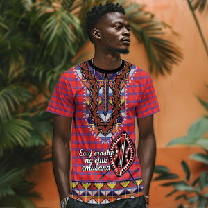 Afro Kenya Maasai Shuka Personalized T shirt Maasai Shield Mix Dashiki