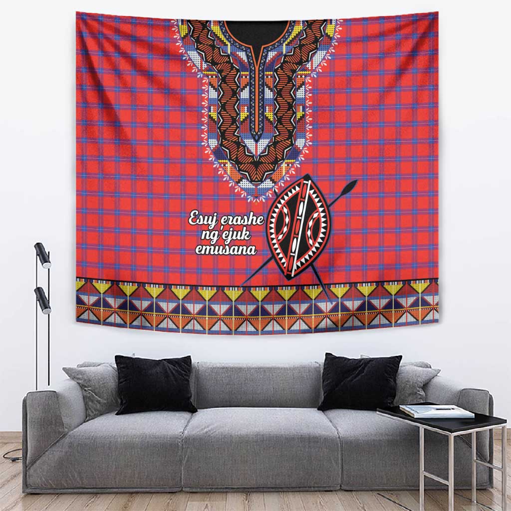 Afro Kenya Maasai Shuka Personalized Tapestry Maasai Shield Mix Dashiki