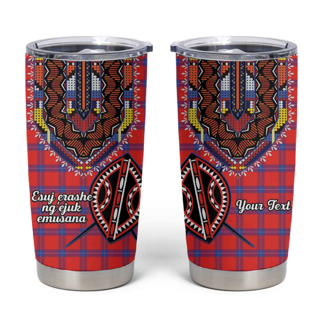 Afro Kenya Maasai Shuka Personalized Tumbler Cup Maasai Shield Mix Dashiki