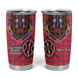 Afro Kenya Maasai Shuka Personalized Tumbler Cup Maasai Shield Mix Dashiki