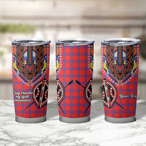 Afro Kenya Maasai Shuka Personalized Tumbler Cup Maasai Shield Mix Dashiki