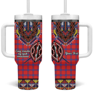 Afro Kenya Maasai Shuka Personalized Tumbler With Handle Maasai Shield Mix Dashiki