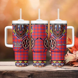 Afro Kenya Maasai Shuka Personalized Tumbler With Handle Maasai Shield Mix Dashiki