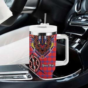 Afro Kenya Maasai Shuka Personalized Tumbler With Handle Maasai Shield Mix Dashiki