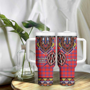 Afro Kenya Maasai Shuka Personalized Tumbler With Handle Maasai Shield Mix Dashiki