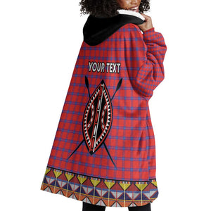 Afro Kenya Maasai Shuka Personalized Wearable Blanket Hoodie Maasai Shield Mix Dashiki