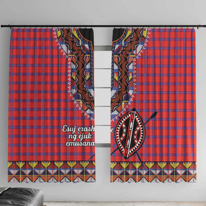 Afro Kenya Maasai Shuka Personalized Window Curtain Maasai Shield Mix Dashiki