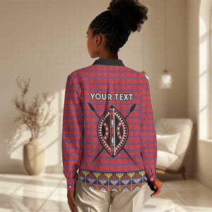 Afro Kenya Maasai Shuka Personalized Women Casual Shirt Maasai Shield Mix Dashiki