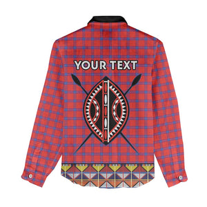 Afro Kenya Maasai Shuka Personalized Women Casual Shirt Maasai Shield Mix Dashiki