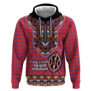 Afro Kenya Maasai Shuka Personalized Zip Hoodie Maasai Shield Mix Dashiki