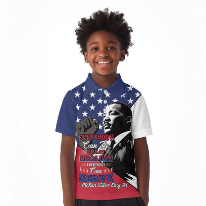 Black Americans Happy MLK Day Kid Polo Shirt Everybody Can Be Great Because Everybody Can Serve