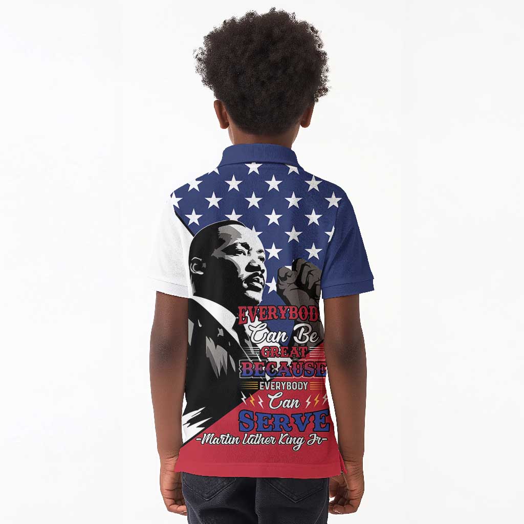 Black Americans Happy MLK Day Kid Polo Shirt Everybody Can Be Great Because Everybody Can Serve