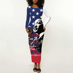 Black Americans Happy MLK Day Long Sleeve Bodycon Dress Everybody Can Be Great Because Everybody Can Serve LT15