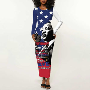 Black Americans Happy MLK Day Long Sleeve Bodycon Dress Everybody Can Be Great Because Everybody Can Serve