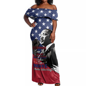 Black Americans Happy MLK Day Off Shoulder Maxi Dress Everybody Can Be Great Because Everybody Can Serve