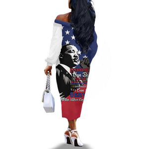 Black Americans Happy MLK Day Off The Shoulder Long Sleeve Dress Everybody Can Be Great Because Everybody Can Serve