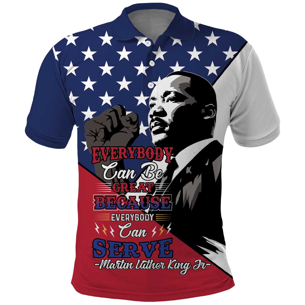 Black Americans Happy MLK Day Polo Shirt Everybody Can Be Great Because Everybody Can Serve