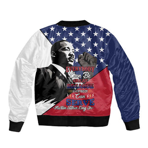 Black Americans Happy MLK Day Sleeve Zip Bomber Jacket Everybody Can Be Great Because Everybody Can Serve