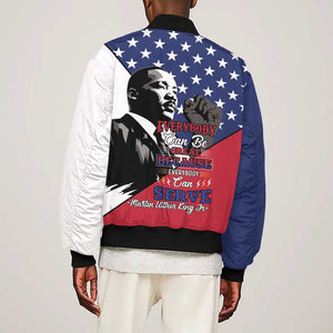 Black Americans Happy MLK Day Sleeve Zip Bomber Jacket Everybody Can Be Great Because Everybody Can Serve