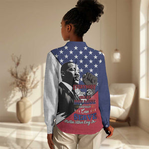 Black Americans Happy MLK Day Women Casual Shirt Everybody Can Be Great Because Everybody Can Serve