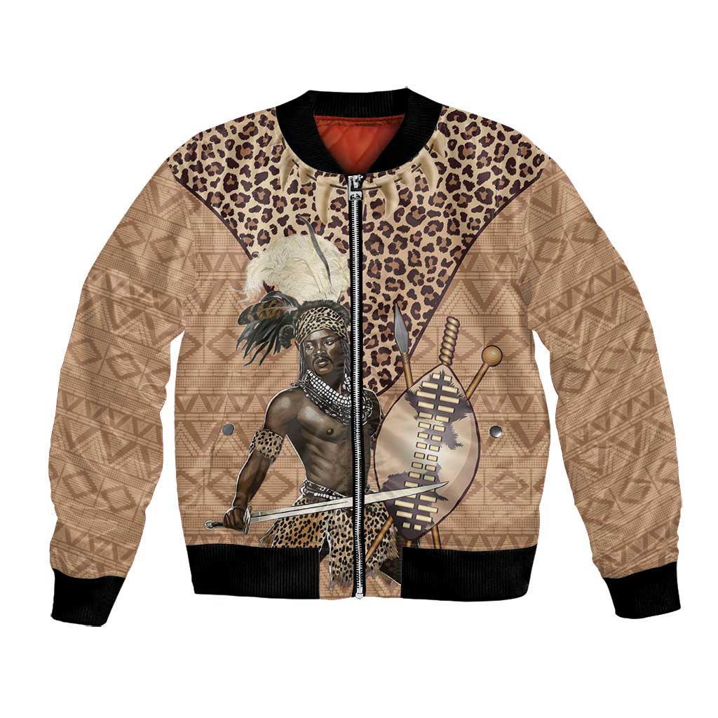 South Africa Zulu People Bomber Jacket Zulu Warrior - African Pattern