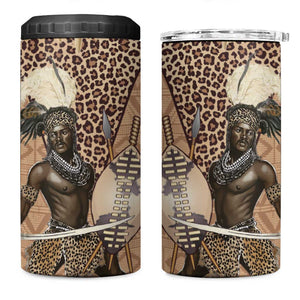 South Africa Zulu People 4 in 1 Can Cooler Tumbler Zulu Warrior - African Pattern