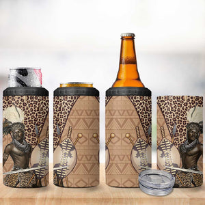 South Africa Zulu People 4 in 1 Can Cooler Tumbler Zulu Warrior - African Pattern