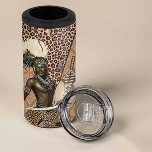 South Africa Zulu People 4 in 1 Can Cooler Tumbler Zulu Warrior - African Pattern