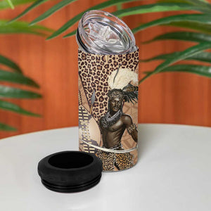 South Africa Zulu People 4 in 1 Can Cooler Tumbler Zulu Warrior - African Pattern