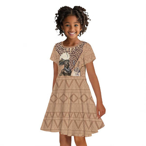 South Africa Zulu People Kid Short Sleeve Dress Zulu Warrior - African Pattern