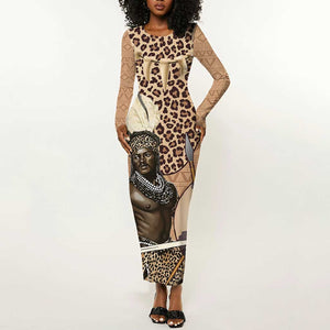 South Africa Zulu People Long Sleeve Bodycon Dress Zulu Warrior - African Pattern