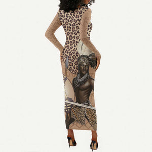 South Africa Zulu People Long Sleeve Bodycon Dress Zulu Warrior - African Pattern