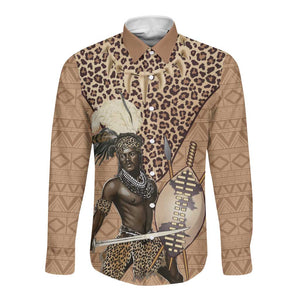 South Africa Zulu People Long Sleeve Button Shirt Zulu Warrior - African Pattern