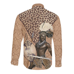 South Africa Zulu People Long Sleeve Button Shirt Zulu Warrior - African Pattern