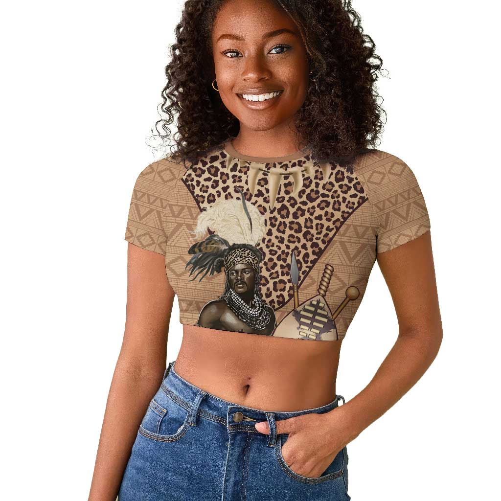 South Africa Zulu People Raglan Cropped T shirt Zulu Warrior - African Pattern