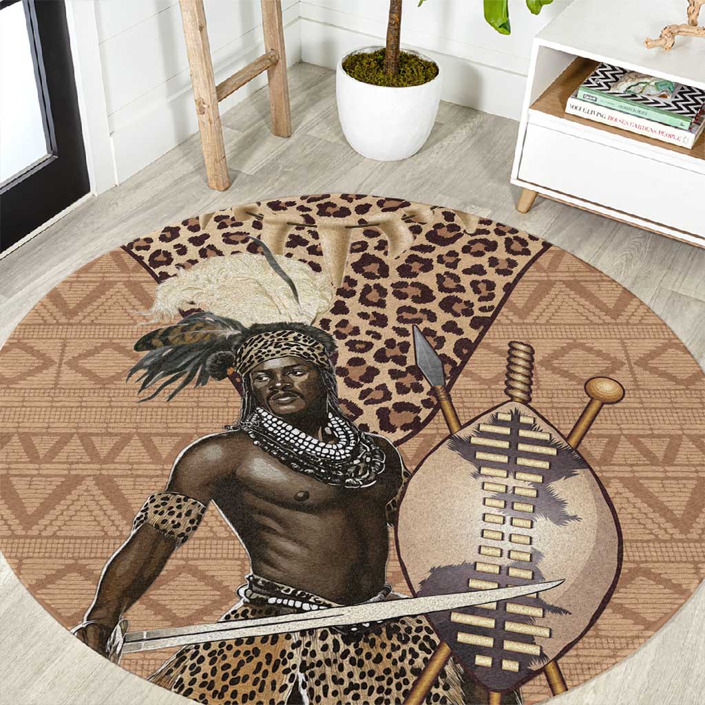 South Africa Zulu People Round Carpet Zulu Warrior - African Pattern