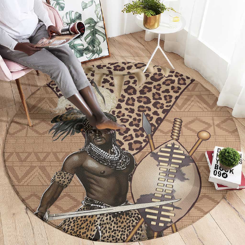 South Africa Zulu People Round Carpet Zulu Warrior - African Pattern