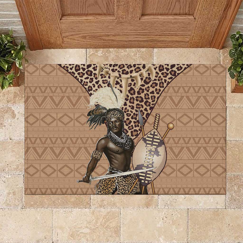 South Africa Zulu People Rubber Doormat Zulu Warrior - African Pattern